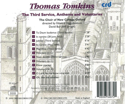Thomas Tomkins: The Third Service, Anthems and Voluntaries