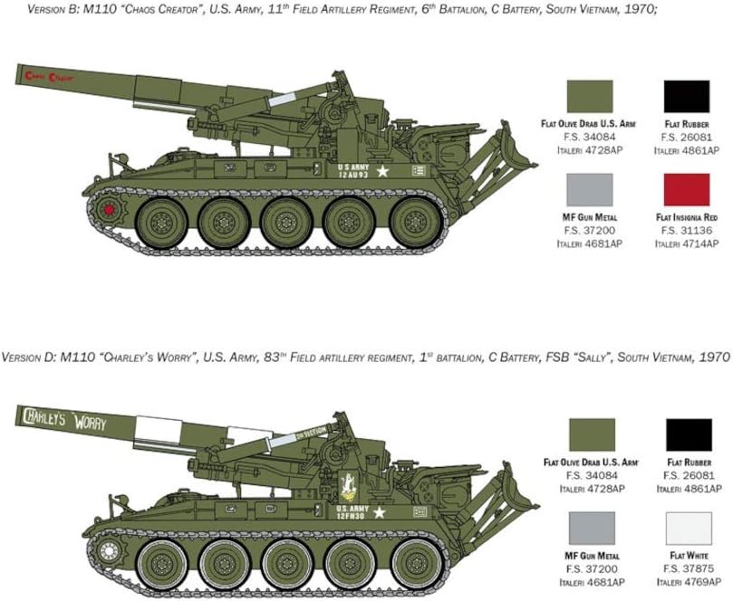Italeri 6574S Replica Faithful Model Making Crafts Hobby Gluing Plastic Kit Assembly 1:35 M110 Self Propelled Howitzer