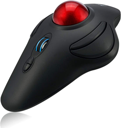 Adesso iMouse T40 - Ratón (Ambidextro, Trackball, RF Wireless, 4800 DPI, Black, Rojo