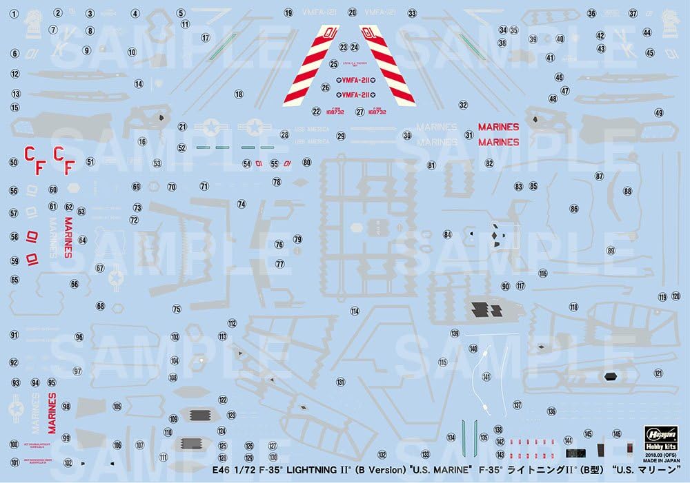 Hasegawa HAE46 F-35 Lightning II B Version US Marine Model Kit, 1:72 Scale