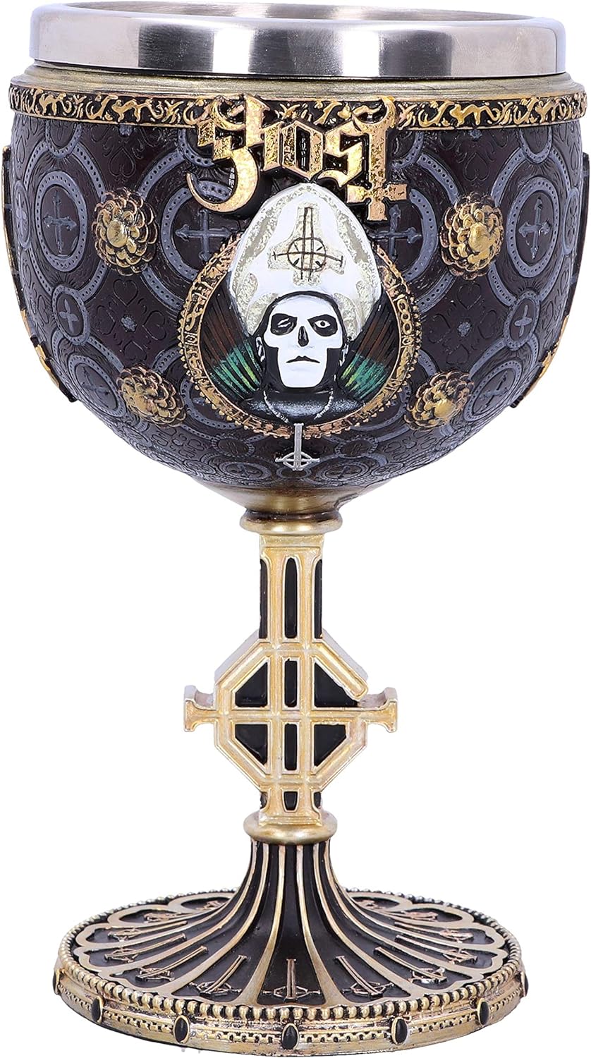 Nemesis Now B4886P9 Licensed Ghost Papa Emeritus III Meliora Gold Goblet Chalice, Resin w. Stainless Steel