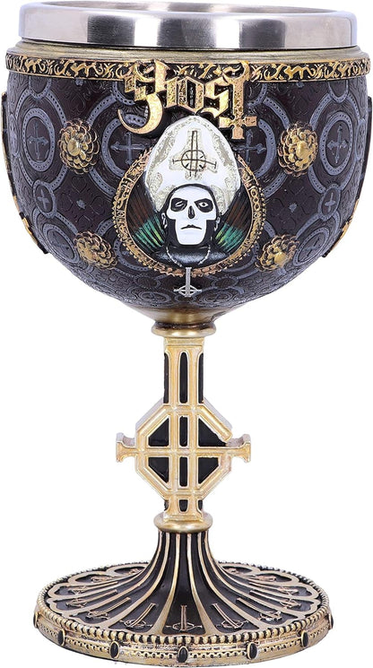 Nemesis Now B4886P9 Licensed Ghost Papa Emeritus III Meliora Gold Goblet Chalice, Resin w. Stainless Steel