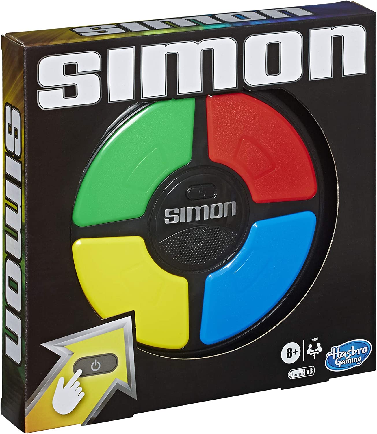 Simon Spiel, elektronisches Spiel für Kinder ab 8 Jahren, Spiel mit Lichtern und Geräuschen, klassisches Hasbro Spielprinzip für Konzentration, Reisespielzeug für die ganze Familie für unterwegs