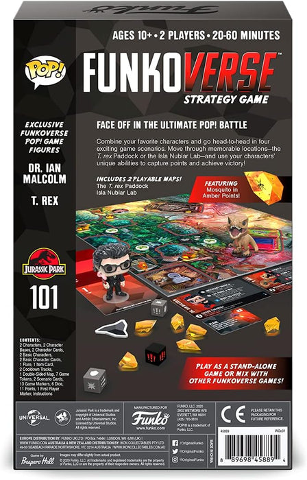 Funko Games Funkoverse 101-Extension - English Version - Jurassic Park - 3'' (7.6 Cm) POP! - Light Strategy Board Game For Children & Adults (Ages 10+) - 2-4 Players - Collectable Vinyl Figure