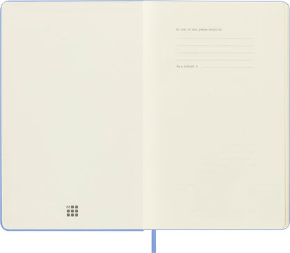Moleskine - Classic Notebook, Plain Notebook, Hard Cover and Elastic Closure, Size Large 13 x 21 cm, Colour Hydrangea Blue, 240 Pages