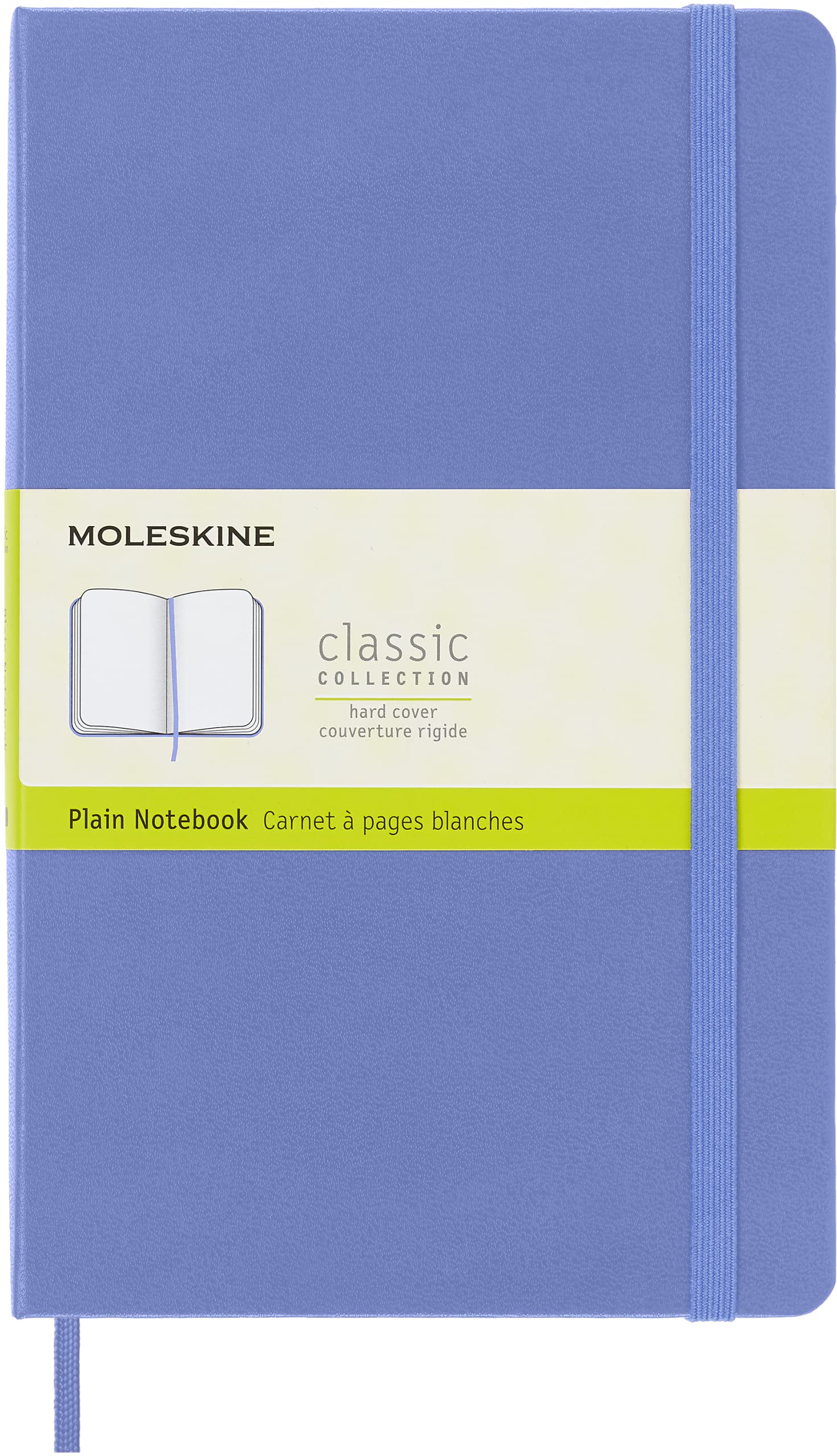 Moleskine - Classic Notebook, Plain Notebook, Hard Cover and Elastic Closure, Size Large 13 x 21 cm, Colour Hydrangea Blue, 240 Pages