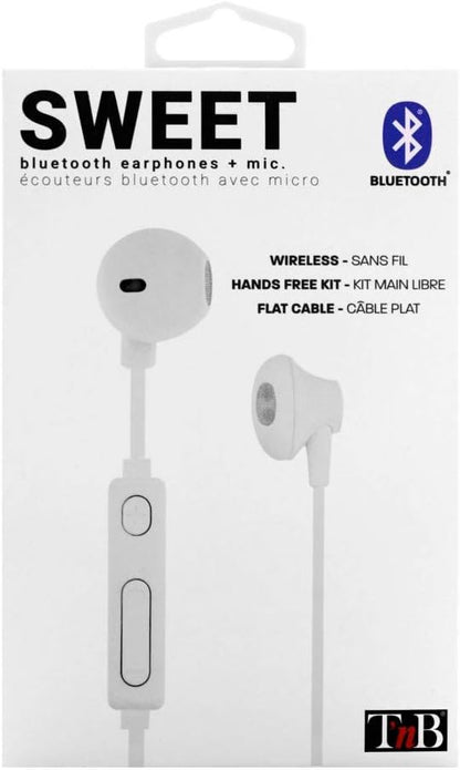 T'nB SWEET Bluetooth Earphones Semi-In-Ear White