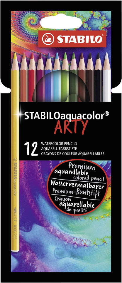 Aquarellable Colouring Pencil - STABILOaquacolor - ARTY - Pack of 12 - Assorted Colours