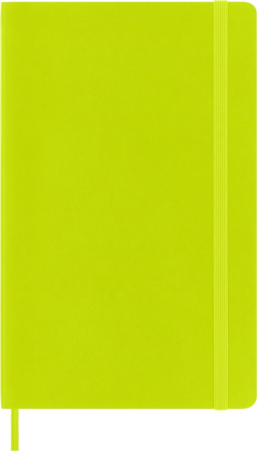 Moleskine - Classic Notebook, Ruled Notebook, Soft Cover and Elastic Closure, Size Large 13 x 21 cm, Colour Lemon Green, 192 Pages
