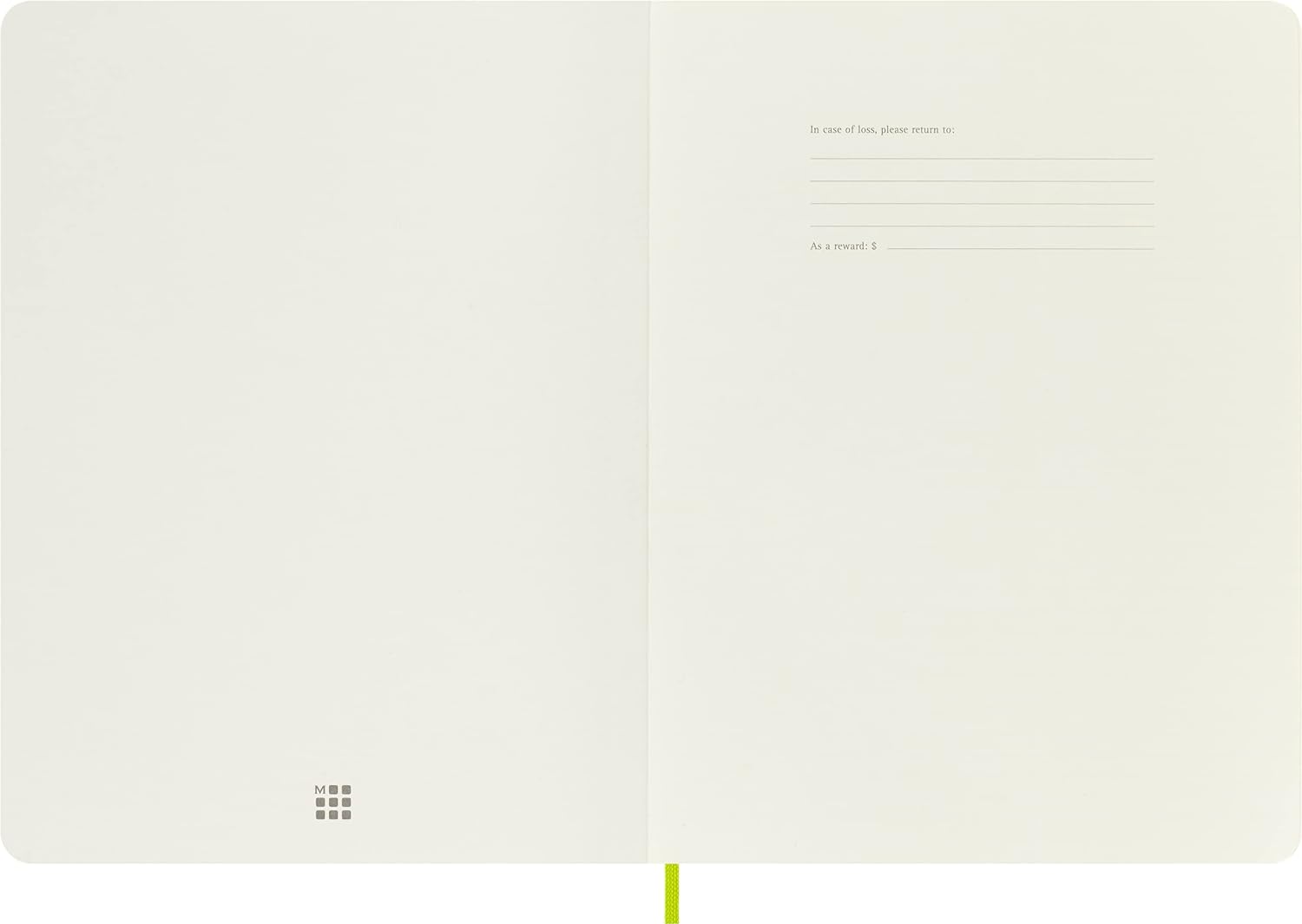 Moleskine - Classic Notebook, Plain Notebook, Soft Cover and Elastic Closure, Size X-Large 19 x 25 cm, Colour Lemon Green, 192 Pages