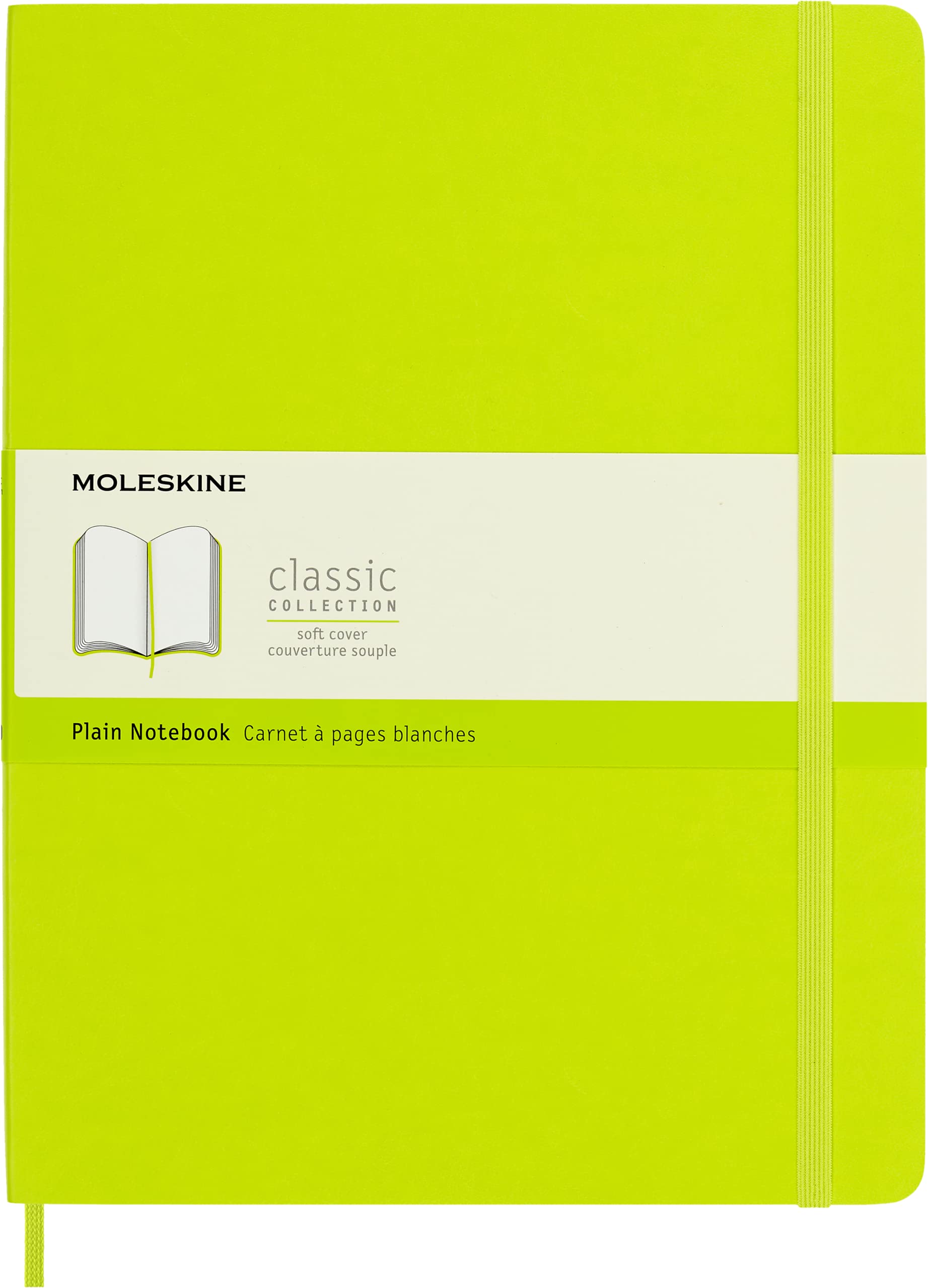 Moleskine - Classic Notebook, Plain Notebook, Soft Cover and Elastic Closure, Size X-Large 19 x 25 cm, Colour Lemon Green, 192 Pages