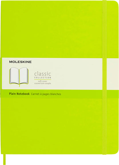 Moleskine - Classic Notebook, Plain Notebook, Soft Cover and Elastic Closure, Size X-Large 19 x 25 cm, Colour Lemon Green, 192 Pages