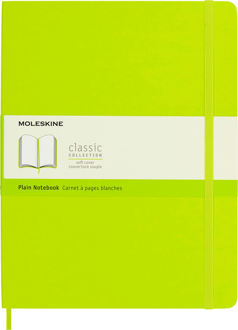 Moleskine - Classic Notebook, Plain Notebook, Soft Cover and Elastic Closure, Size X-Large 19 x 25 cm, Colour Lemon Green, 192 Pages