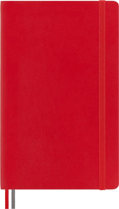 Moleskine - Classic Notebook Expanded, Ruled Notebook, Soft Cover and Elastic Closure, Size Large 13 x 21 cm, Colour Scarlet Red, 400 Pages