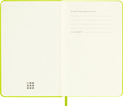 Moleskine - Classic Notebook, Plain Notebook, Hard Cover and Elastic Closure, Size Pocket 9 x 14 cm, Colour Lemon Green, 192 Pages