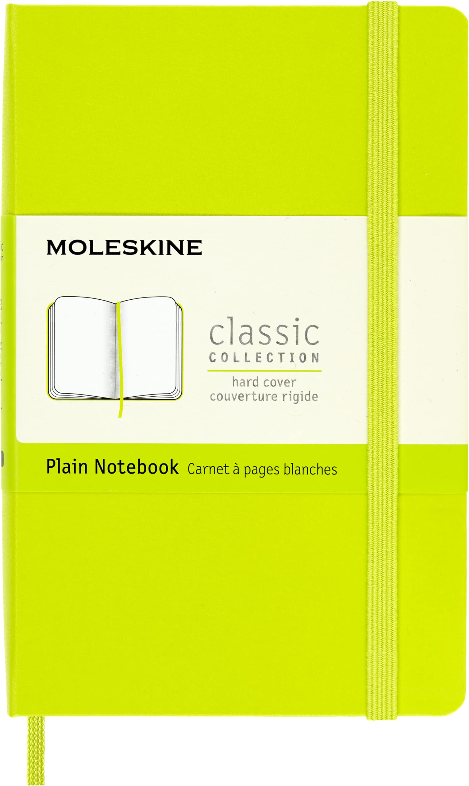 Moleskine - Classic Notebook, Plain Notebook, Hard Cover and Elastic Closure, Size Pocket 9 x 14 cm, Colour Lemon Green, 192 Pages