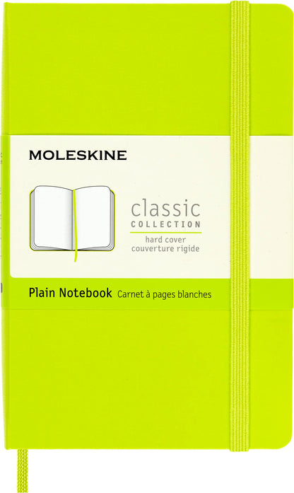 Moleskine - Classic Notebook, Plain Notebook, Hard Cover and Elastic Closure, Size Pocket 9 x 14 cm, Colour Lemon Green, 192 Pages