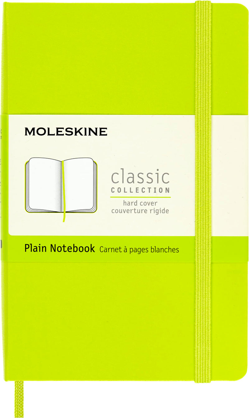 Moleskine - Classic Notebook, Plain Notebook, Hard Cover and Elastic Closure, Size Pocket 9 x 14 cm, Colour Lemon Green, 192 Pages