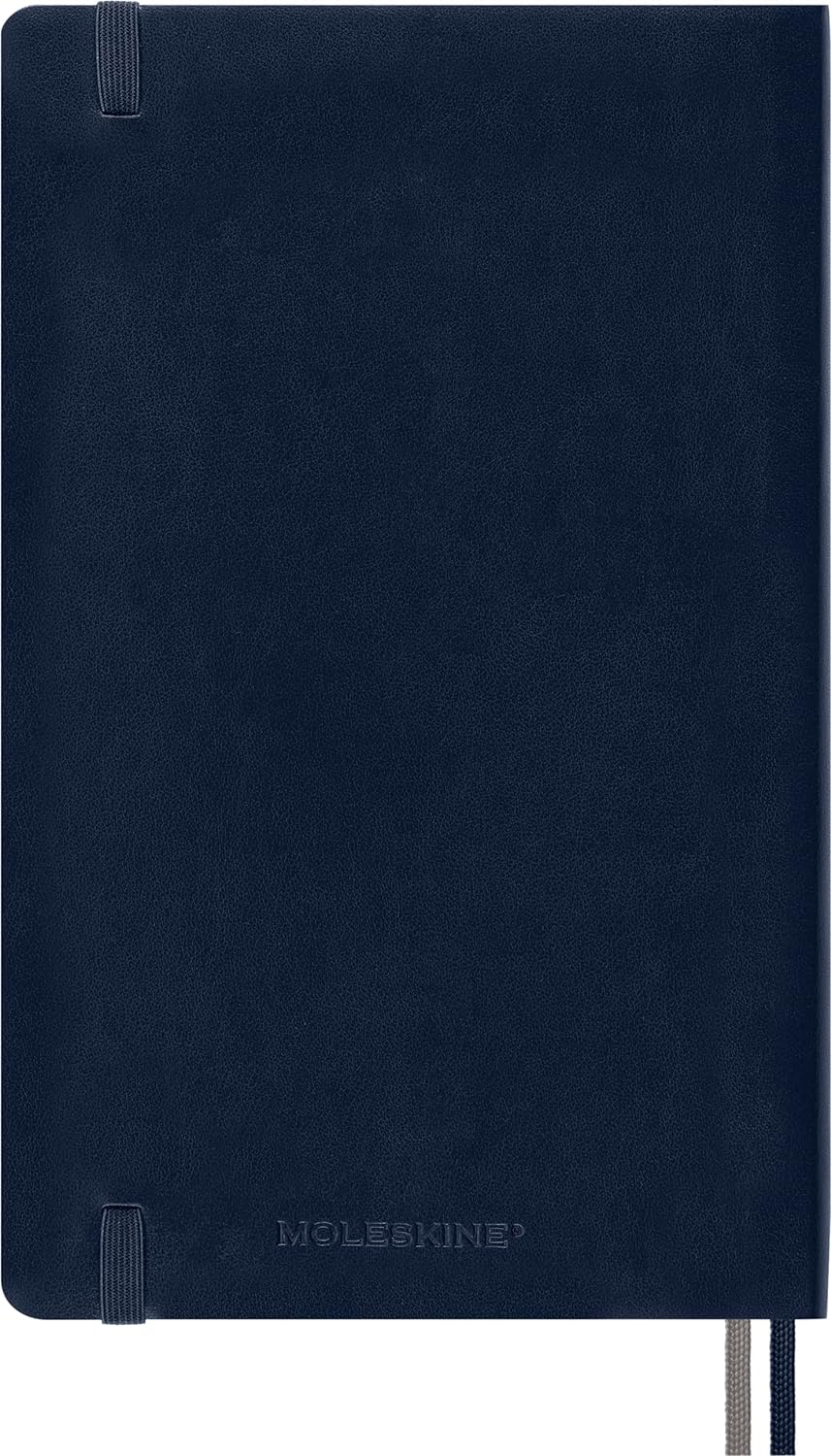 Moleskine - Classic Notebook Expanded, Plain Notebook, Soft Cover and Elastic Closure, Size Large 13 x 21 cm, Colour Sapphire Blue, 400 Pages