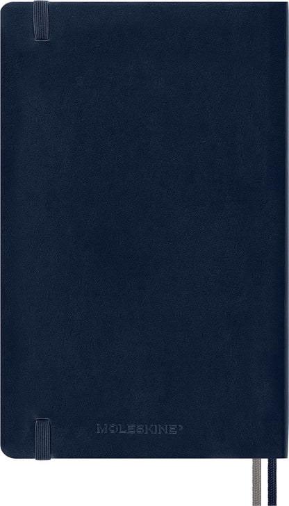 Moleskine - Classic Notebook Expanded, Plain Notebook, Soft Cover and Elastic Closure, Size Large 13 x 21 cm, Colour Sapphire Blue, 400 Pages