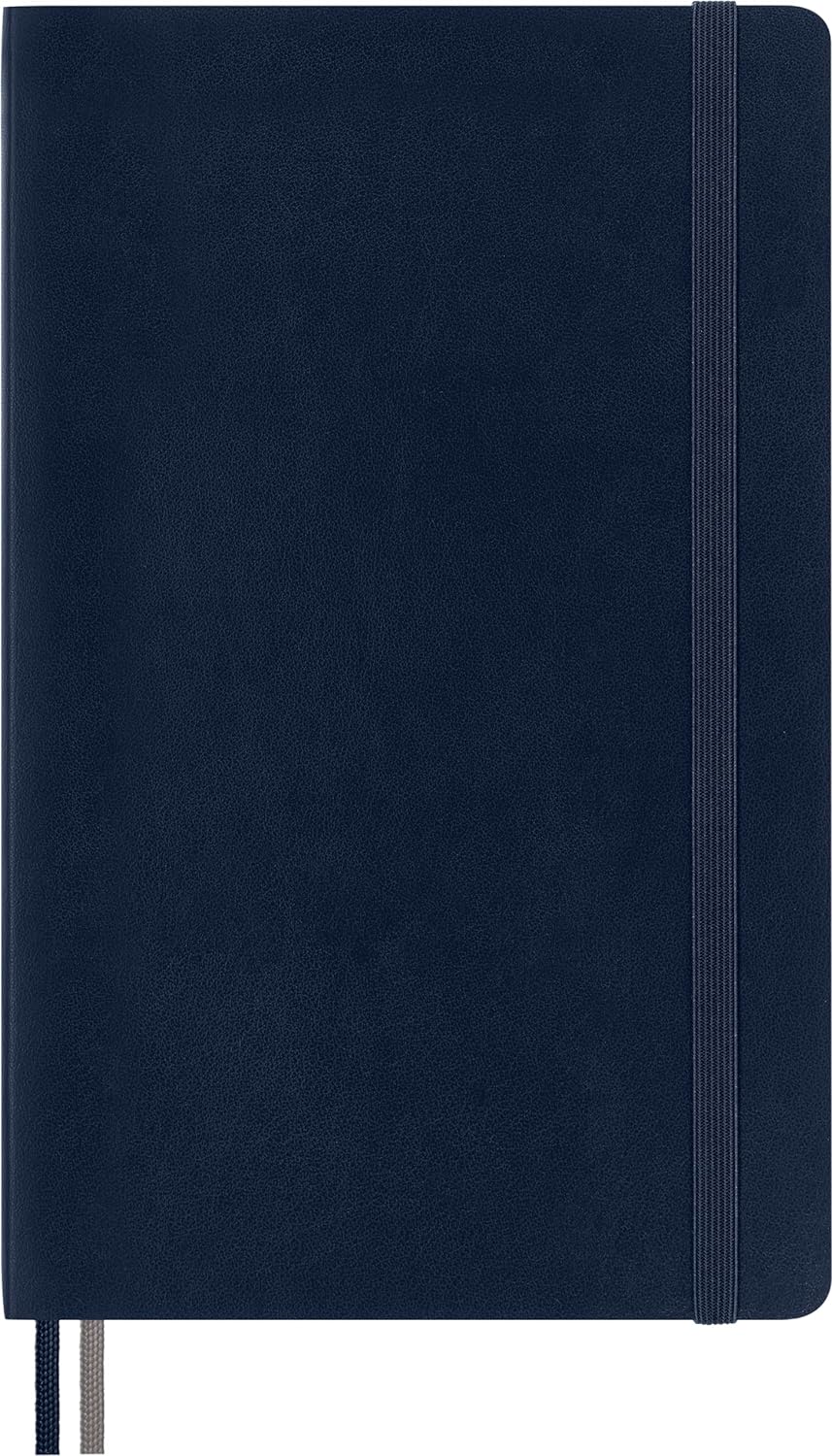 Moleskine - Classic Notebook Expanded, Plain Notebook, Soft Cover and Elastic Closure, Size Large 13 x 21 cm, Colour Sapphire Blue, 400 Pages