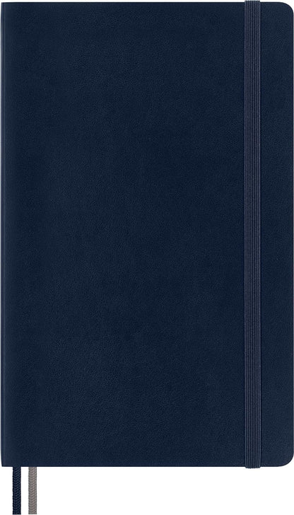Moleskine - Classic Notebook Expanded, Plain Notebook, Soft Cover and Elastic Closure, Size Large 13 x 21 cm, Colour Sapphire Blue, 400 Pages