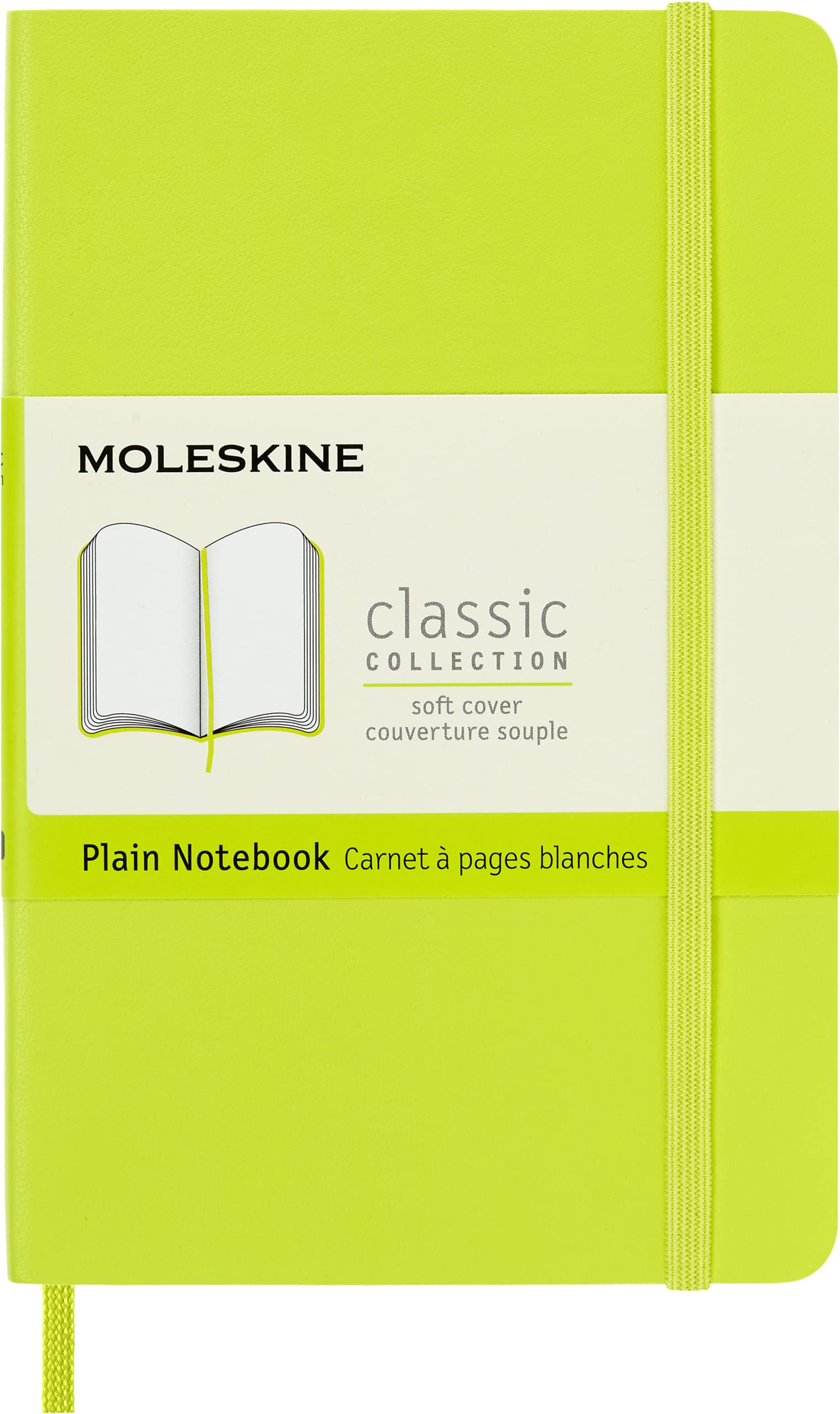 Moleskine - Classic Notebook, Plain Notebook, Soft Cover and Elastic Closure, Size Pocket 9 x 14 cm, Colour Lemon Green, 192 Pages