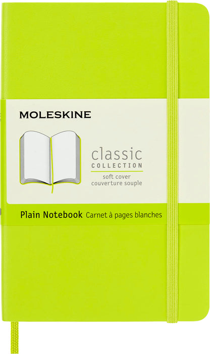 Moleskine - Classic Notebook, Plain Notebook, Soft Cover and Elastic Closure, Size Pocket 9 x 14 cm, Colour Lemon Green, 192 Pages