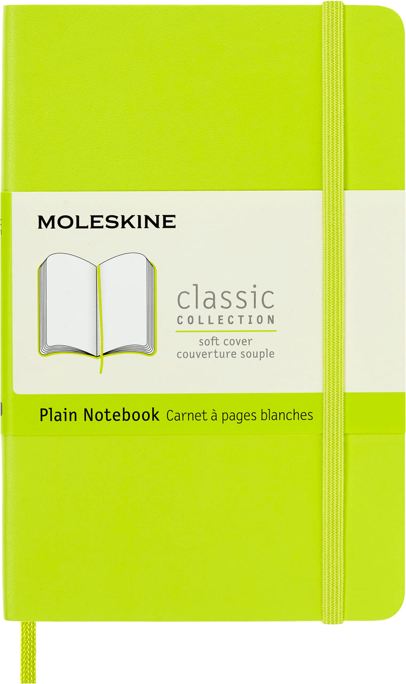 Moleskine - Classic Notebook, Plain Notebook, Soft Cover and Elastic Closure, Size Pocket 9 x 14 cm, Colour Lemon Green, 192 Pages