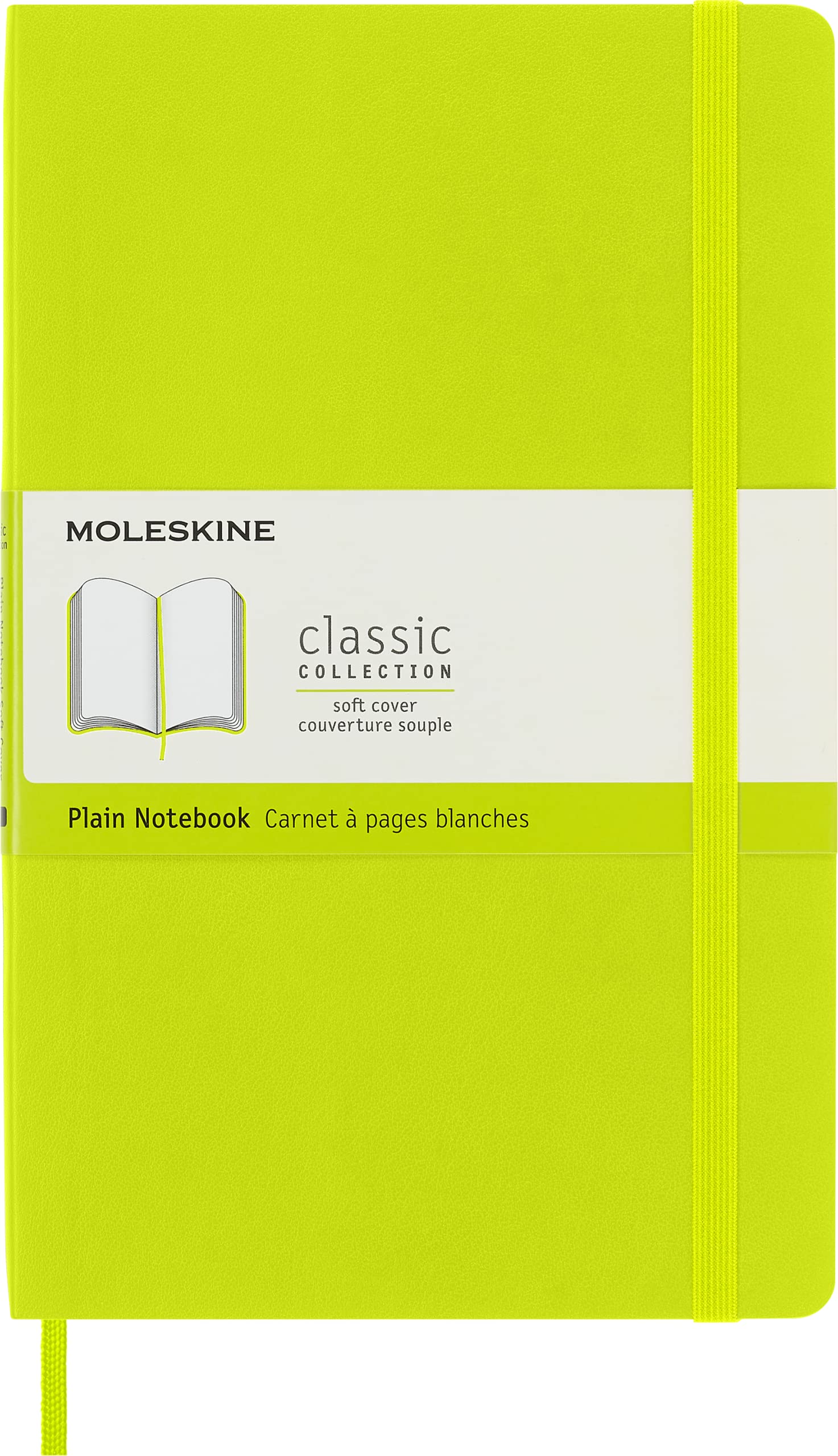Moleskine - Classic Notebook, Plain Notebook, Soft Cover and Elastic Closure, Size Large 13 x 21 cm, Colour Lemon Green, 240 Pages