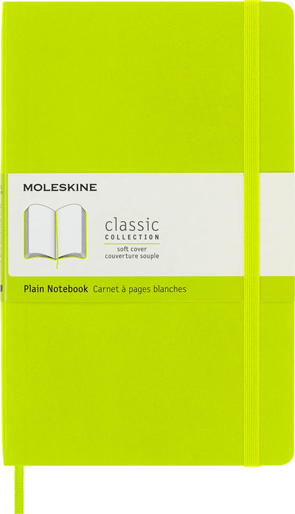 Moleskine - Classic Notebook, Plain Notebook, Soft Cover and Elastic Closure, Size Large 13 x 21 cm, Colour Lemon Green, 240 Pages