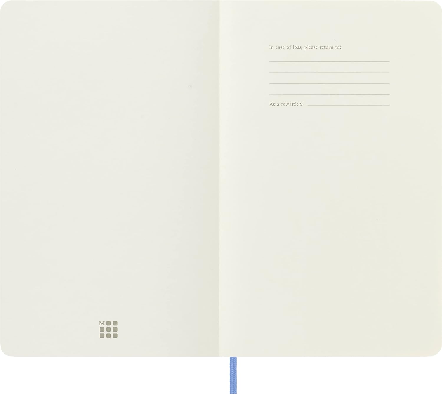 Moleskine - Classic Notebook, Plain Notebook, Soft Cover and Elastic Closure, Size Large 13 x 21 cm, Colour Hydrangea Blue, 240 Pages