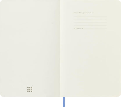 Moleskine - Classic Notebook, Plain Notebook, Soft Cover and Elastic Closure, Size Large 13 x 21 cm, Colour Hydrangea Blue, 240 Pages