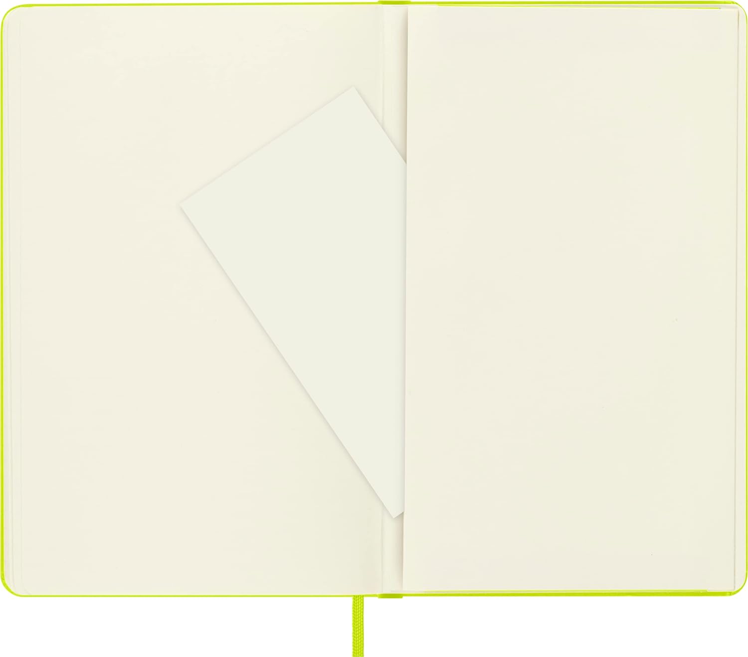 Moleskine - Classic Notebook, Plain Notebook, Hard Cover and Elastic Closure, Size Large 13 x 21 cm, Colour Lemon Green, 240 Pages