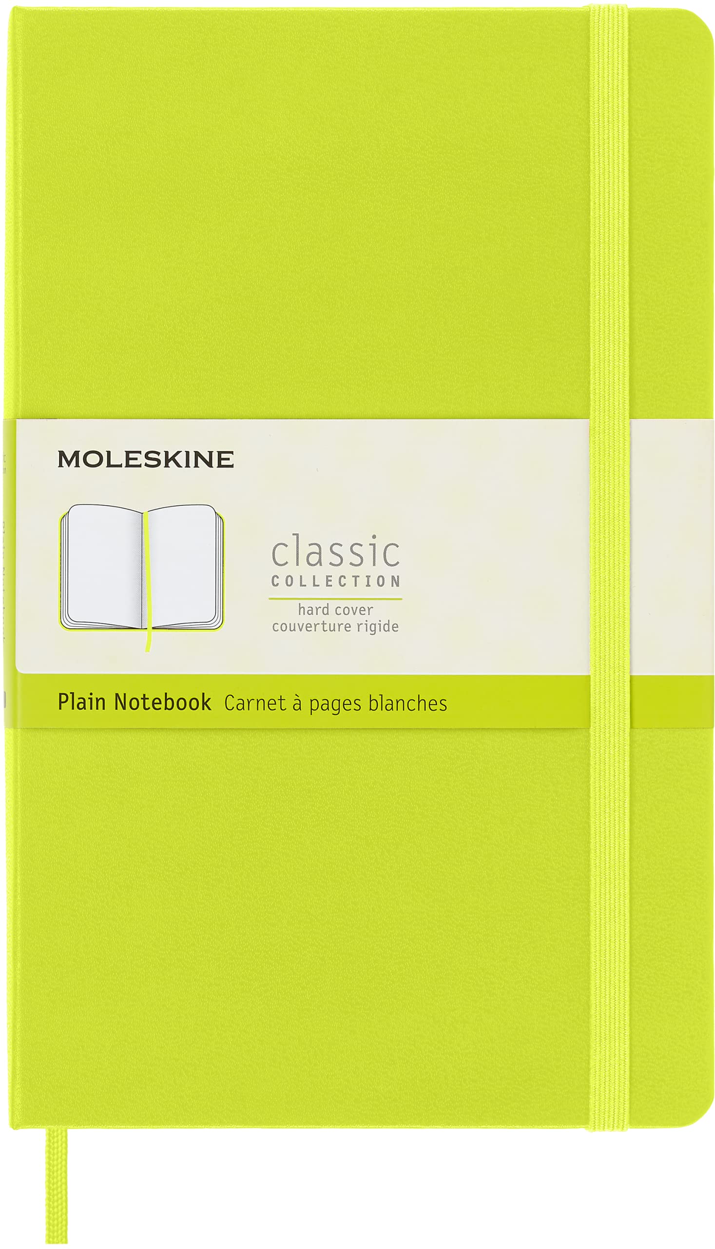 Moleskine - Classic Notebook, Plain Notebook, Hard Cover and Elastic Closure, Size Large 13 x 21 cm, Colour Lemon Green, 240 Pages