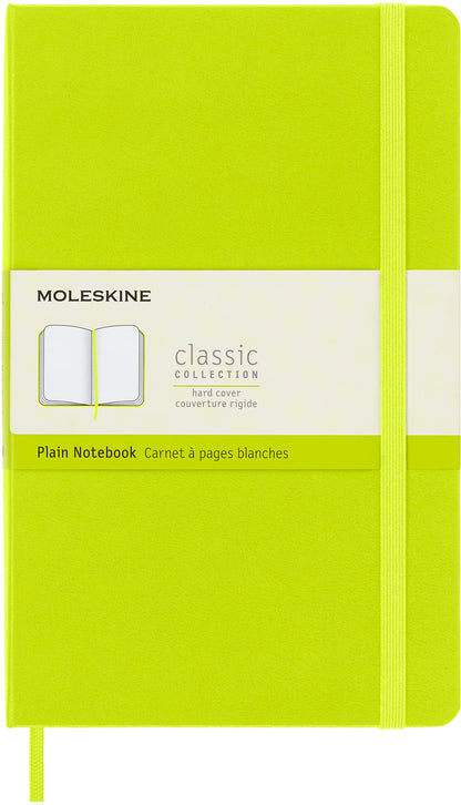 Moleskine - Classic Notebook, Plain Notebook, Hard Cover and Elastic Closure, Size Large 13 x 21 cm, Colour Lemon Green, 240 Pages