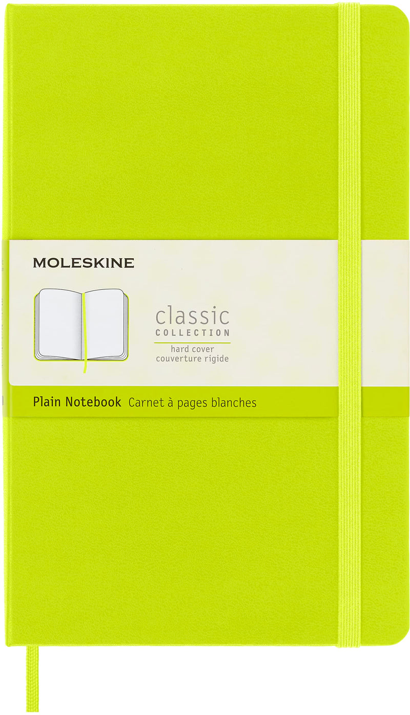 Moleskine - Classic Notebook, Plain Notebook, Hard Cover and Elastic Closure, Size Large 13 x 21 cm, Colour Lemon Green, 240 Pages