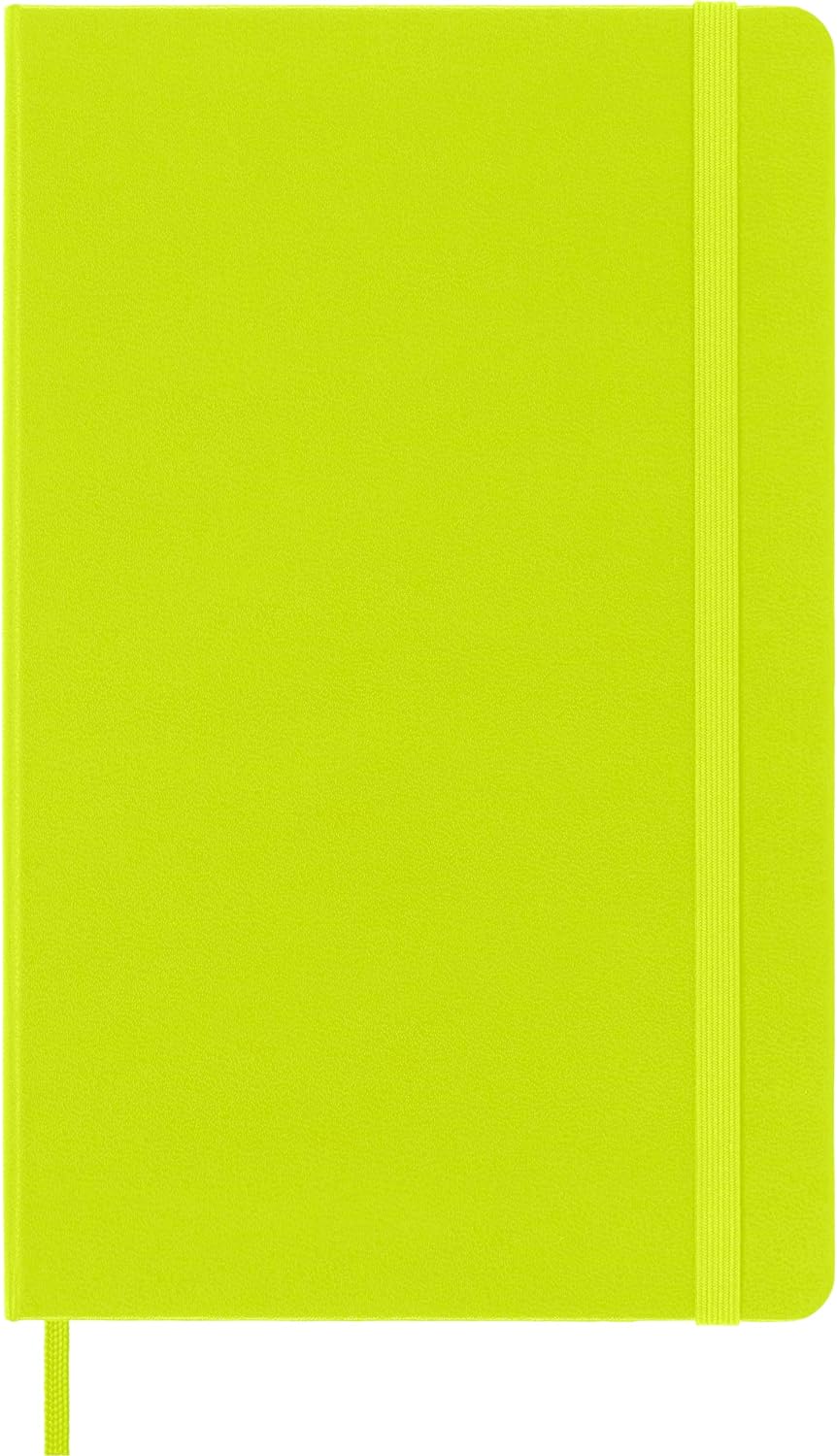 Moleskine - Classic Notebook, Plain Notebook, Hard Cover and Elastic Closure, Size Large 13 x 21 cm, Colour Lemon Green, 240 Pages