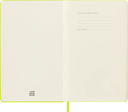 Moleskine - Classic Notebook, Plain Notebook, Hard Cover and Elastic Closure, Size Large 13 x 21 cm, Colour Lemon Green, 240 Pages