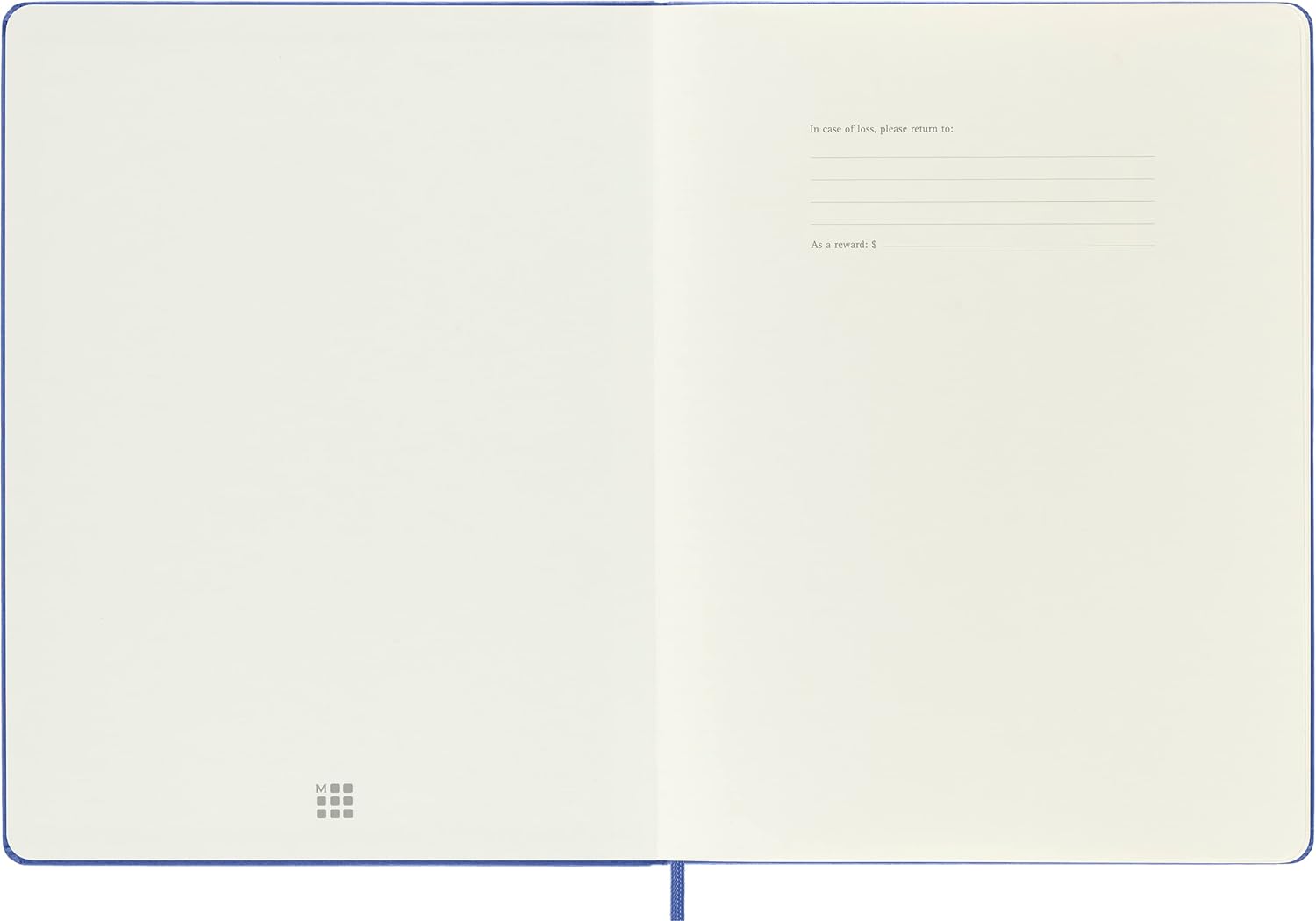 Moleskine - Classic Notebook, Plain Notebook, Hard Cover and Elastic Closure, Size X-Large 19 x 25 cm, Colour Hydrangea Blue, 192 Pages