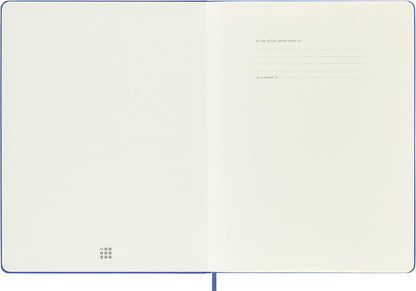 Moleskine - Classic Notebook, Plain Notebook, Hard Cover and Elastic Closure, Size X-Large 19 x 25 cm, Colour Hydrangea Blue, 192 Pages