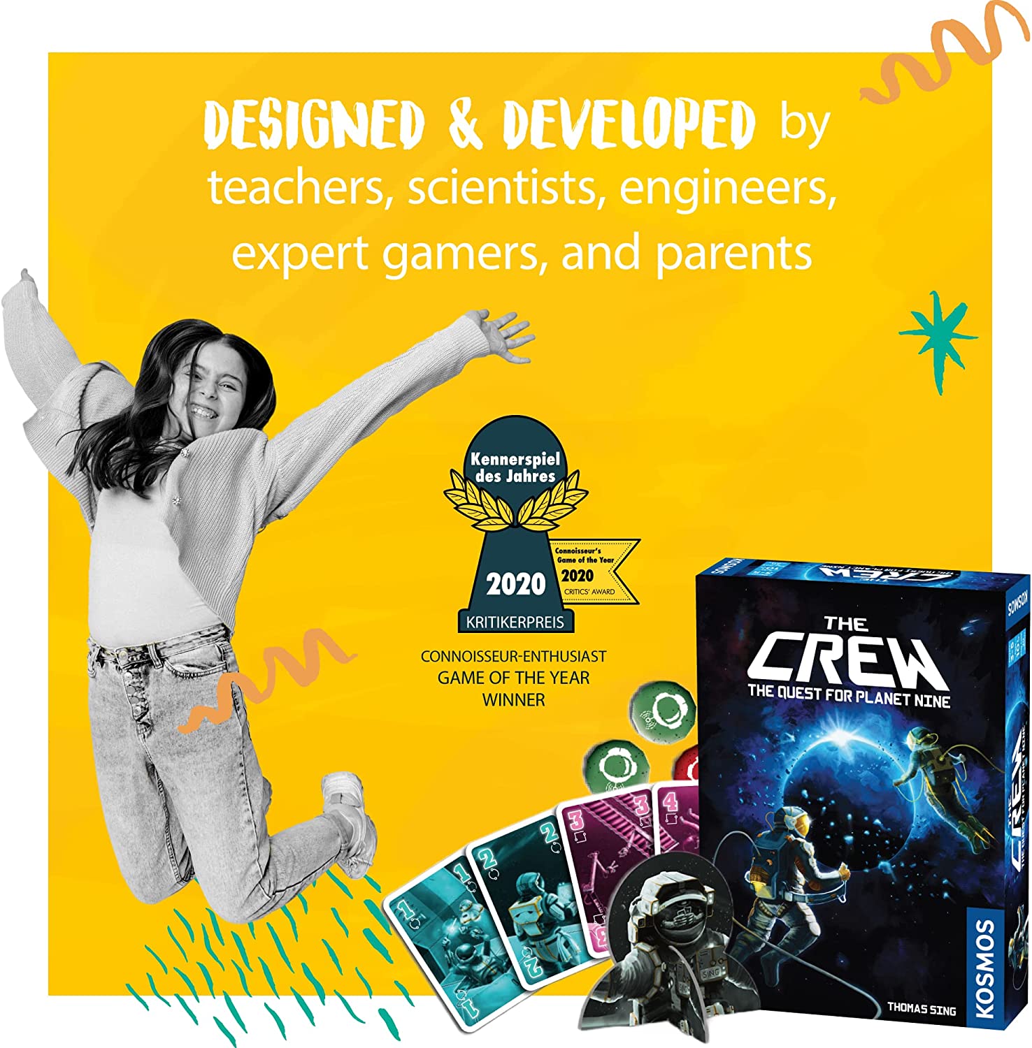 The Crew - Quest for Planet Nine | Card Game | Kennerspiel des Jahres Winner | Cooperative Space Adventure | 3-5 Players | Ages 10+ | Trick-Taking | 50 Levels of Difficulty | Endless Replay