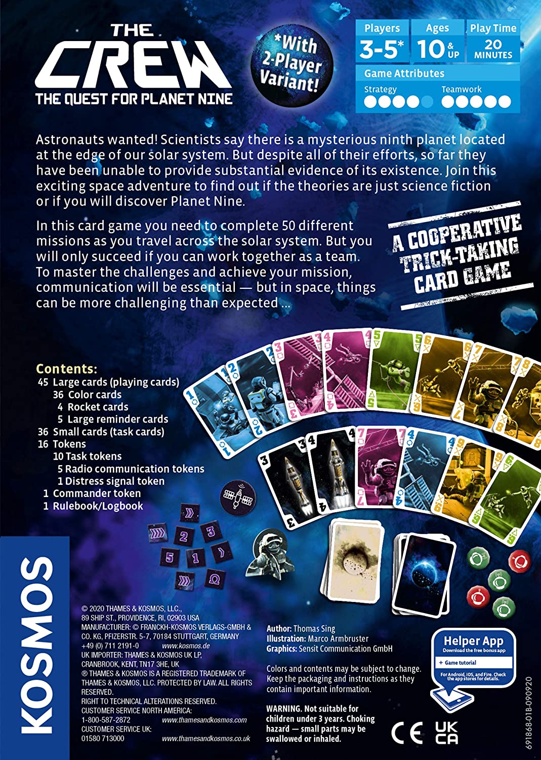 The Crew - Quest for Planet Nine | Card Game | Kennerspiel des Jahres Winner | Cooperative Space Adventure | 3-5 Players | Ages 10+ | Trick-Taking | 50 Levels of Difficulty | Endless Replay