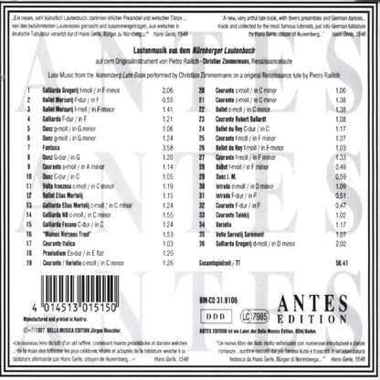 Lute Music From Nuremberg Lute Book