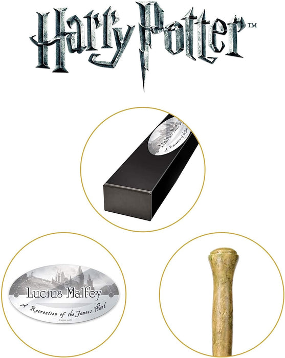 The Noble Collection - Lucius Malfoy Character Wand - 15in (37cm) Wizarding World Wand With Name Tag - Harry Potter Film Set Movie Props Wands