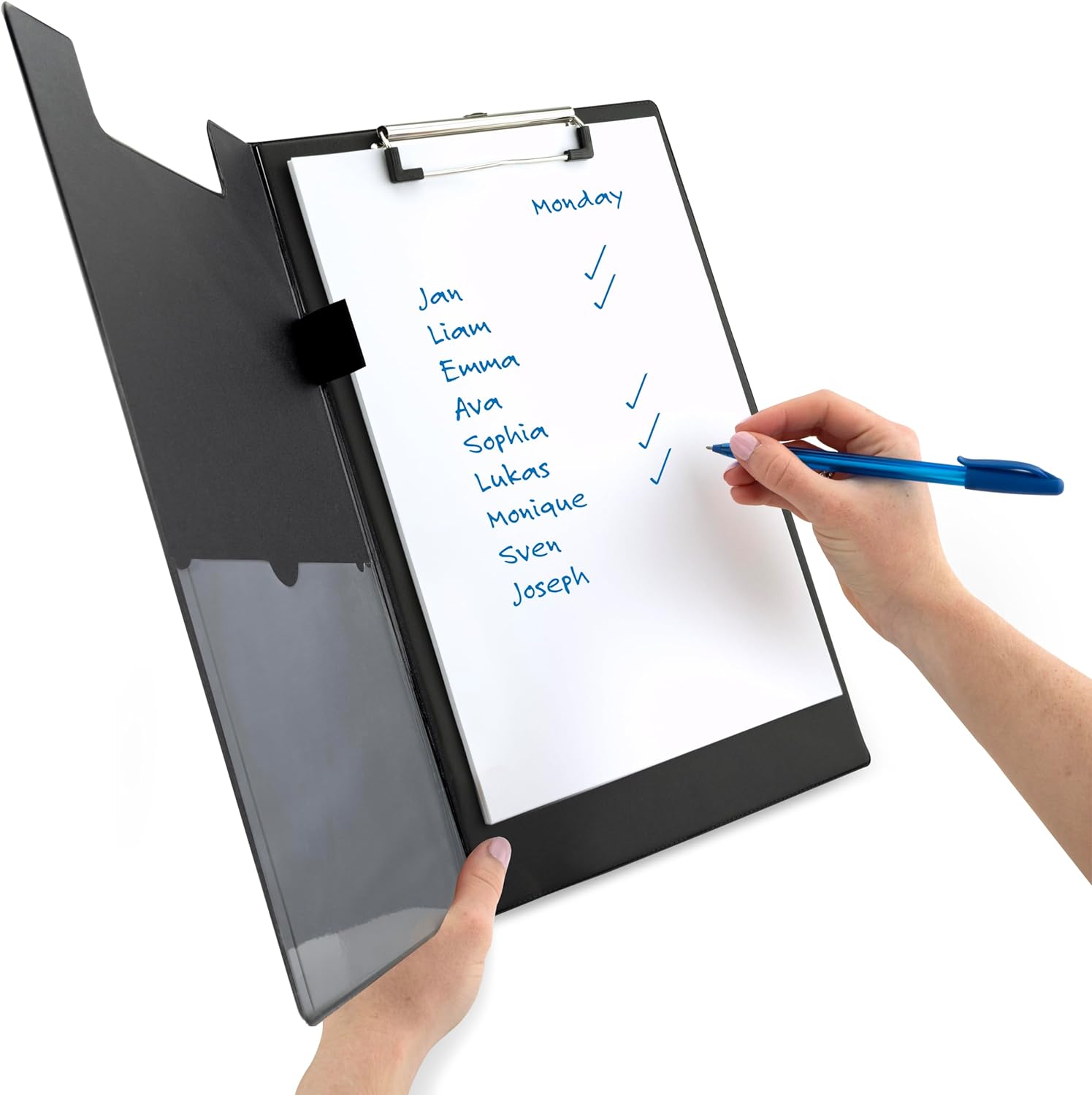 Rapesco VFDCB0B3 A4+ Foldover Clipboard with Pocket, Black