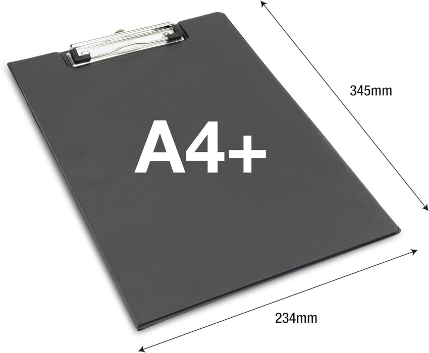 Rapesco VFDCB0B3 A4+ Foldover Clipboard with Pocket, Black