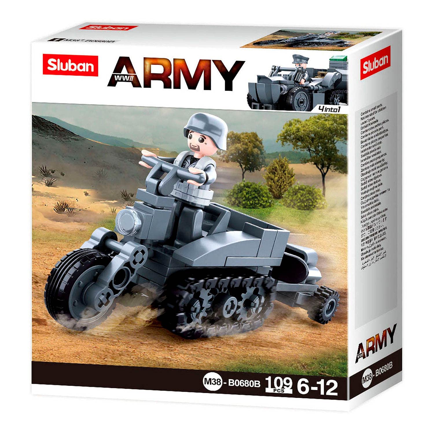 Sluban Klemmbausteine SL07171, WWII - miniset halve kettingkracht (109 delen) , speelset, klembouwstenen, soldaten, met speelfiguur, Army WWII, kleurrijk