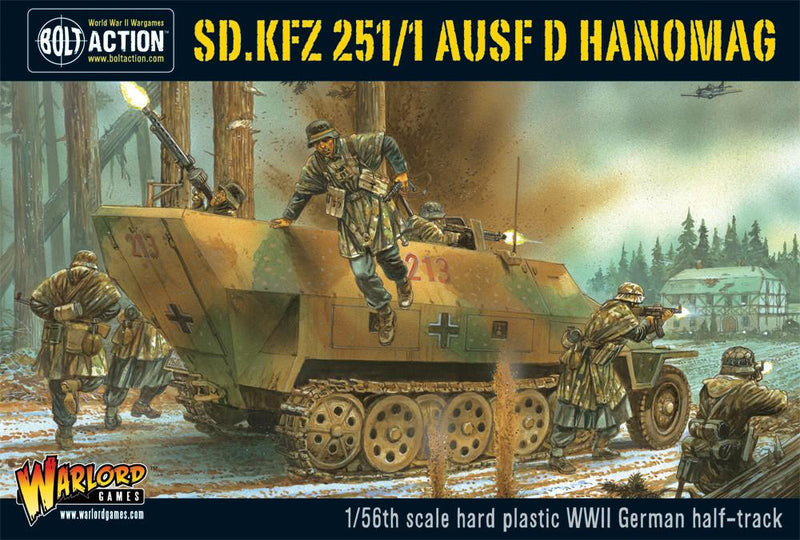 Sd.Kfz 251/1 ausf D halftrack - 1:56 / 28mm Plastic Scale Model Vehicle For Bolt Action by Warlord Games - Highly Detailed World War 2 Miniatures for Table-top Wargaming