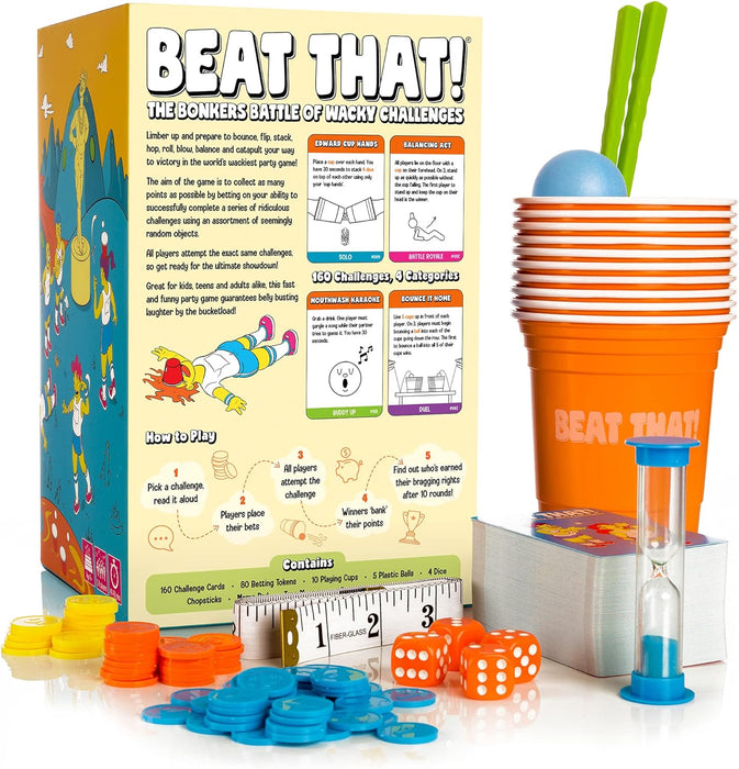 Gutter Games Beat That! - The Bonkers Battle of Wacky Challenges - Family Party Game for Kids & Adults - Card and Board Games for Adults, Kids, & Families - Perfect for Parties & Family Games Nights